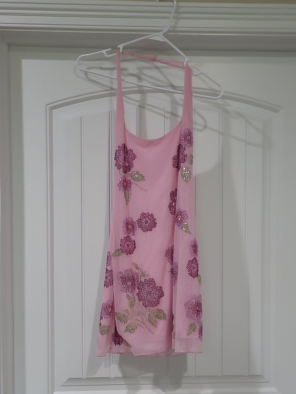 Oh Polly Pink Beaded Floral Dress